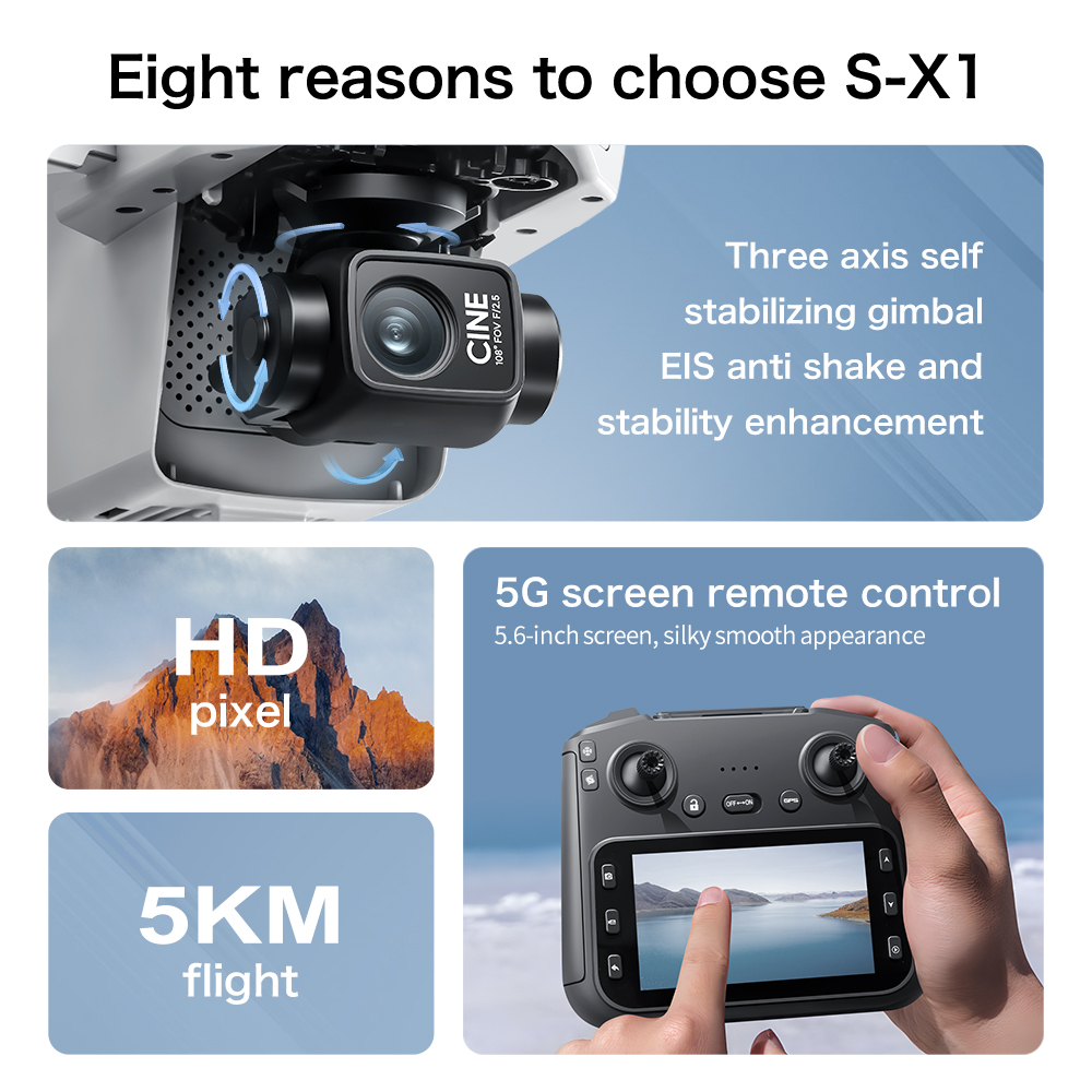 Drone Aérien Pliable S-X1 GPS  - Drone Camera With Gimbal avis et prix